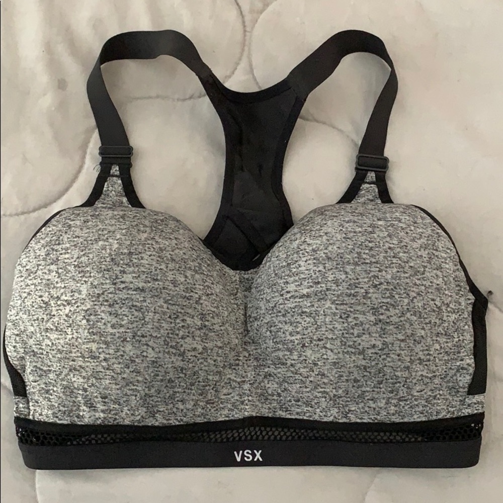 Victoria Sport Gray Black Racerback Sports Bra 34D